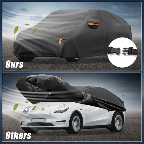 X AutoHaux Cover لـ Tesla Model Y 2020-2023 210T Polyester Outdoor Cover Cover Cover Cover Cover All Weather Waterproom with Driver Dired Zipper Plate Veath Black in Saudi Arabia