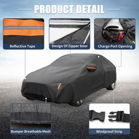 X AutoHaux Cover لـ Tesla Model Y 2020-2023 210T Polyester Outdoor Cover Cover Cover Cover Cover All Weather Waterproom with Driver Dired Zipper Plate Veath Black in Saudi Arabia