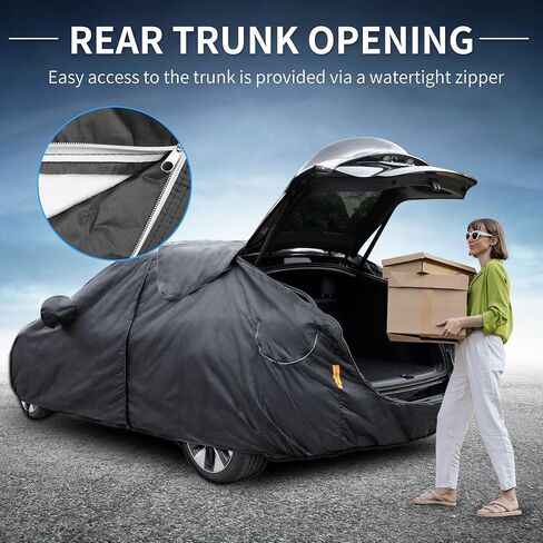 X AutoHaux Cover لـ Tesla Model Y 2020-2023 210T Polyester Outdoor Cover Cover Cover Cover Cover All Weather Waterproom with Driver Dired Zipper Plate Veath Black in Saudi Arabia