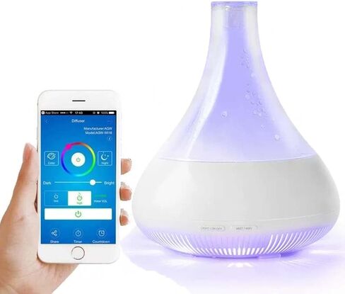 Smart Aromatherapy Diffuser & Humidifier with Phone App Control - 350ML Ultrasonic Essential Oil Diffuser, Whisper-Quiet, Air Freshener, Multi-Color LED in Saudi Arabia