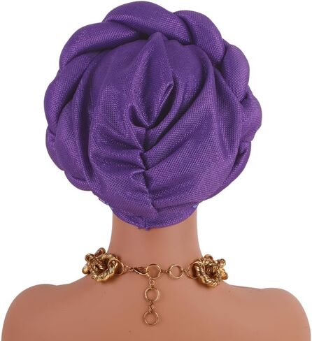 يلف رأس Big Braid Bonnet Nigeria بالفعل جعل قبعة Headtie African Glitter Gold Throug Troft Cap for Women in Saudi Arabia