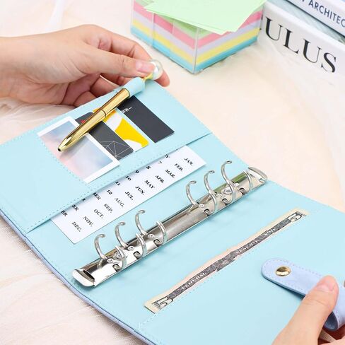 A6 Binder Binder Gold Pu Leather Cover Cover 6 Rings Rings Wover Leaf Noteboor Wover مع إغلاق مشبك مغناطيسي لـ Planner Traveler Journal (A6 ، الذهب) in Kuwait