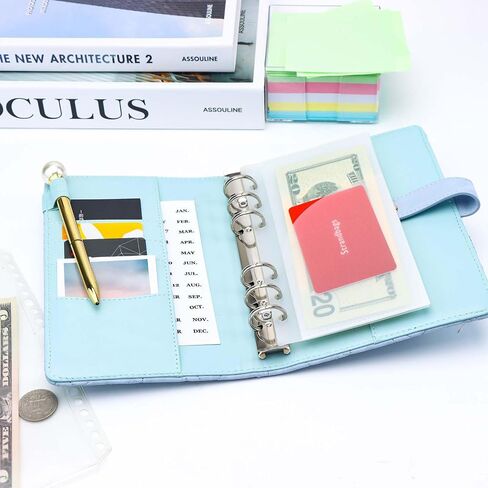 A6 Binder Binder Gold Pu Leather Cover Cover 6 Rings Rings Wover Leaf Noteboor Wover مع إغلاق مشبك مغناطيسي لـ Planner Traveler Journal (A6 ، الذهب) in Kuwait