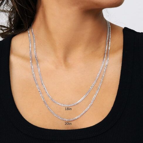 Nuragold 10k Real White Gold Solid Cuban Curb Link 2.5mm Chain Necklace (16"-24") Italian Jewelry for Men & Women in Saudi Arabia
