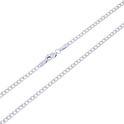 Nuragold 10k Real White Gold Solid Cuban Curb Link 2.5mm Chain Necklace (16"-24") Italian Jewelry for Men & Women in Saudi Arabia