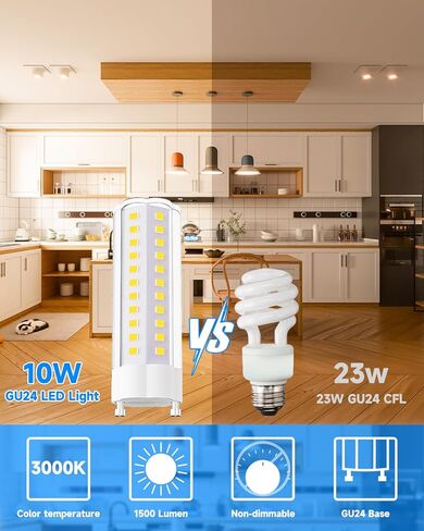 GU24 مصباح LED ضوء النهار، GU24 T2 استبدال الضوء الحلزوني، mls18guww 18W 23W CFL استبدال الضوء 1600lm 5000K 2-Count in Kuwait