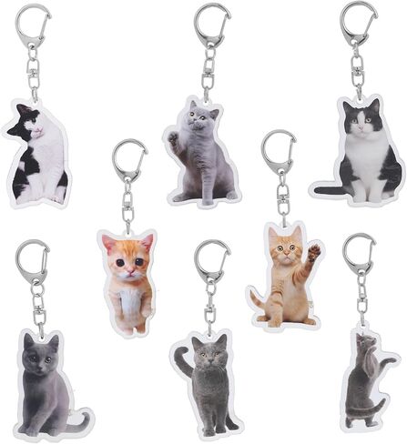 8 أجهزة كمبيوتر لطيفة سلسلة مفاتيح الحيوانات اللطيفة Cat Meme Keychains - مضحكة Cat Emoji الحلي للحقائب/محفظة ، Kawaii Charm Starm Starm Ceychain (سلاسل المفاتيح ذات الطابع الحيواني) in Kuwait