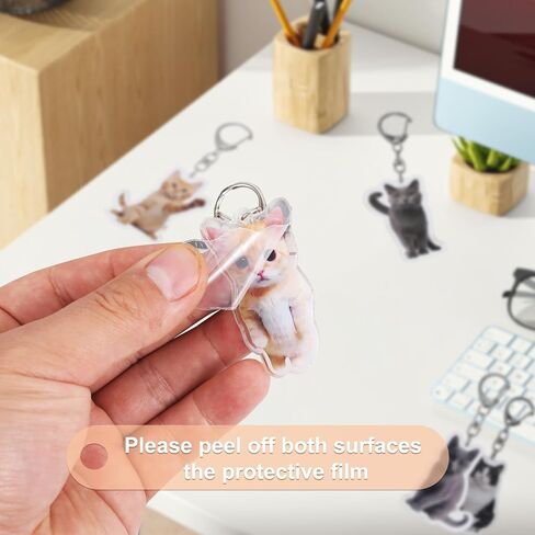 8 أجهزة كمبيوتر لطيفة سلسلة مفاتيح الحيوانات اللطيفة Cat Meme Keychains - مضحكة Cat Emoji الحلي للحقائب/محفظة ، Kawaii Charm Starm Starm Ceychain (سلاسل المفاتيح ذات الطابع الحيواني) in Kuwait