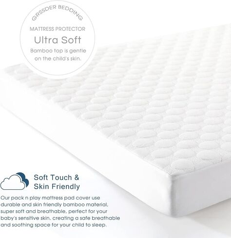 GRSSDER Waterproof Crib Mattress Protector, Extra Soft and Breathable Crib Sheets for Boys and Girls, Extra Thick Toddler Mattress Pad Cover 52 x 28 x 9, Circular Pattern Snow White in Saudi Arabia