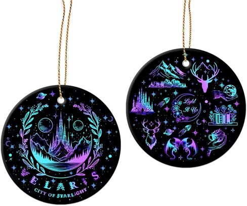 34HD Gifts for Christmas, Bear Cartoon Christmas Ornament Ceramic 2-Side Printed, Bear Movie Hanging Ornament, Christmas Tree Decorations, Movie Gifts for Movie Lovers in Kuwait