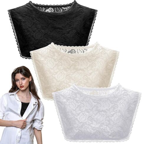 3 PCS LACE CLEAVAGE COST UP لخط الرقبة المنخفضة الياقات المزيفة للنساء إدراج تواضع للفساتين منخفضة طوق الطاقم in Kuwait