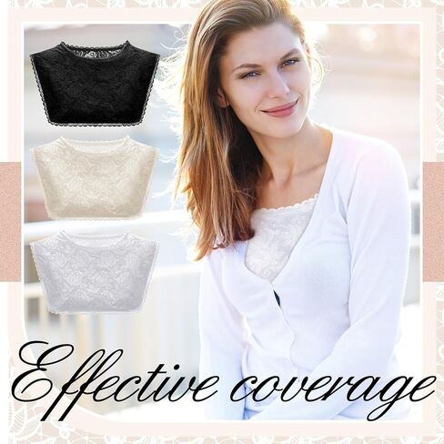 3 PCS LACE CLEAVAGE COST UP لخط الرقبة المنخفضة الياقات المزيفة للنساء إدراج تواضع للفساتين منخفضة طوق الطاقم in Kuwait