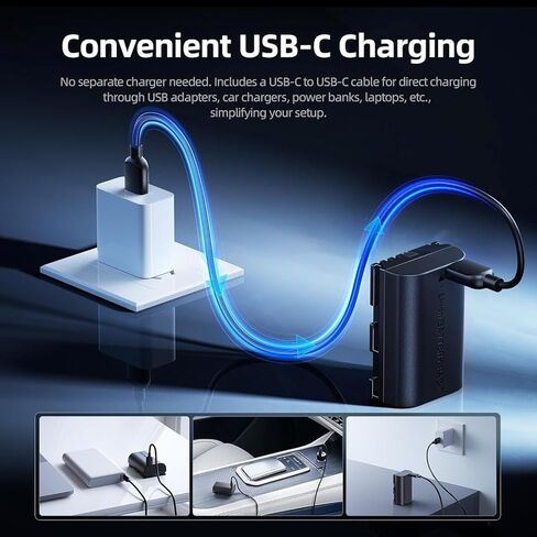 llano LP-E6NH Battery (USB-C Input) 2400mAh Replacement Battery Pack for Canon EOS R7 R5 R6 R6 II R, 5DIV, 6DII, 7DII, 80D, 90D Black in Kuwait