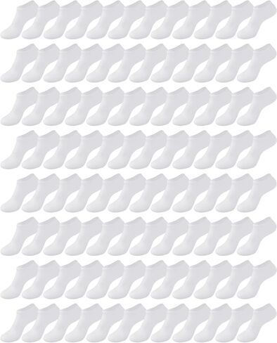 100 Pcs Low Cut Ankle Socks in Bulk for Homeless White Unisex Thin Breathable Socks No Show Anti Slid Athletic Socks in Saudi Arabia