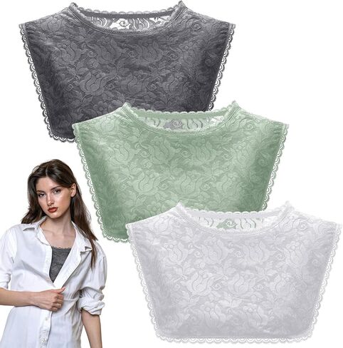 3 PCS LACE CLEAVAGE COST UP لخط الرقبة المنخفضة الياقات المزيفة للنساء إدراج تواضع للفساتين منخفضة طوق الطاقم in Saudi Arabia
