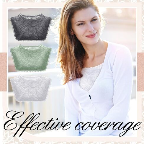 3 PCS LACE CLEAVAGE COST UP لخط الرقبة المنخفضة الياقات المزيفة للنساء إدراج تواضع للفساتين منخفضة طوق الطاقم in Saudi Arabia