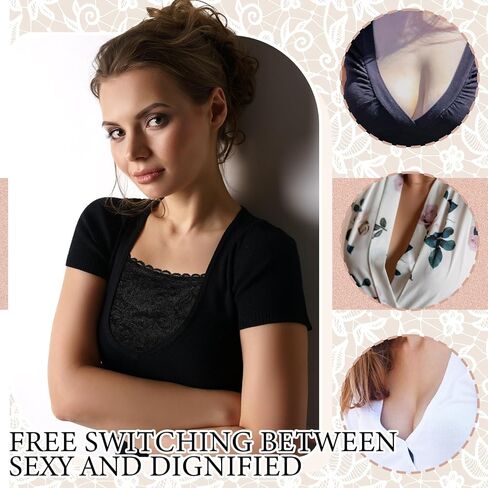 3 PCS LACE CLEAVAGE COST UP لخط الرقبة المنخفضة الياقات المزيفة للنساء إدراج تواضع للفساتين منخفضة طوق الطاقم in Kuwait