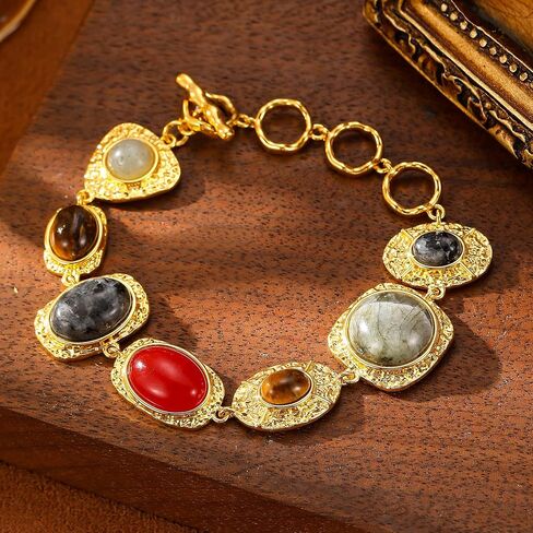 GZQ Vintage Stone Bracelet for Women,Trendy Gemstone Metal Bracelets Jewelry in Saudi Arabia