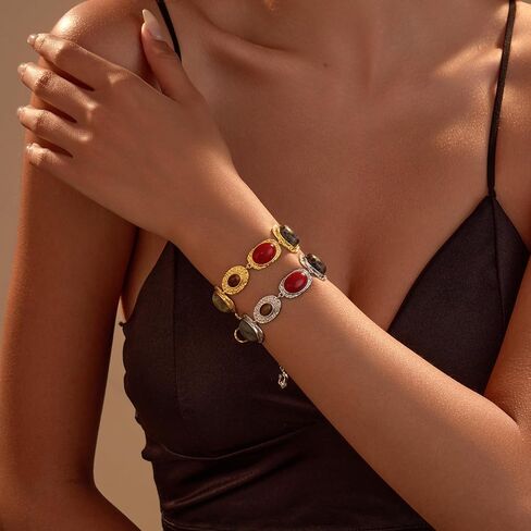 GZQ Vintage Stone Bracelet for Women,Trendy Gemstone Metal Bracelets Jewelry in Saudi Arabia