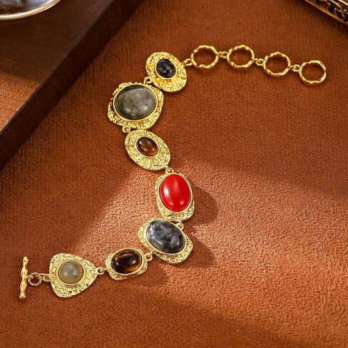 GZQ Vintage Stone Bracelet for Women,Trendy Gemstone Metal Bracelets Jewelry in Saudi Arabia