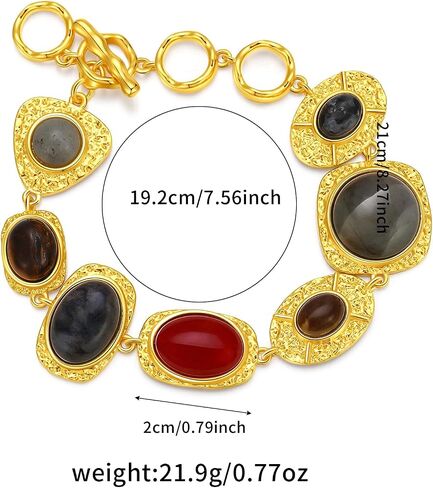 GZQ Vintage Stone Bracelet for Women,Trendy Gemstone Metal Bracelets Jewelry in Saudi Arabia
