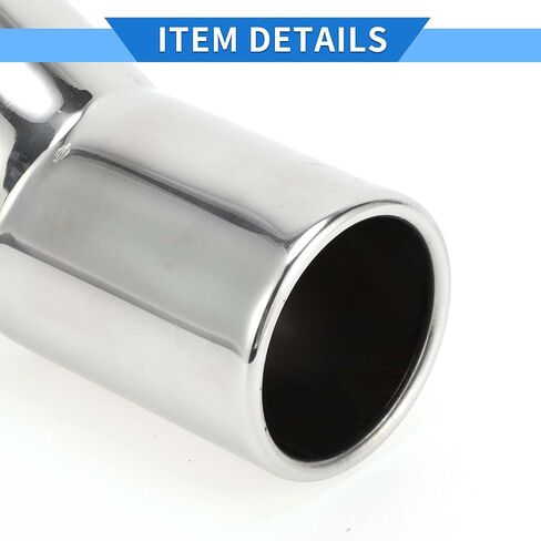 1 PC نصيحة العادم المنحنية 1.1 " - 2.4" مدخل 2.5 "منفذ 7.1" بطول بطول الترباس السيارة العالمي على النغمة الفضية من الفولاذ المقاوم للصدأ الخلفية in Kuwait