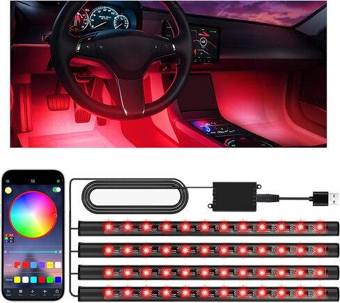 مصابيح LED داخلية لإكسسوارات السيارات للنساء ، ديكور السيارات للهدايا عيد ميلاد ، والتحكم في التطبيق مع ميناء USB Music Music Music Lights لشاحنة Jeep Truck in Kuwait
