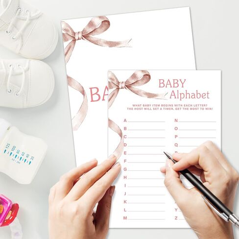 Find The Guest Baby Shower Game Set, 30 Pink Bow Baby Shower Game Cards, Game Cards for Baby Announcement Gender Reveal, Baby Shower Party & Activities Supplies -P07 in Kuwait