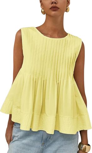 yimoon womens peplum قمم مطوية خزان الكشكش أعلى y2k بلوزة الصيف تدفق القمصان babydoll in Saudi Arabia