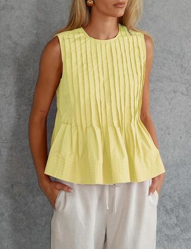 yimoon womens peplum قمم مطوية خزان الكشكش أعلى y2k بلوزة الصيف تدفق القمصان babydoll in Saudi Arabia