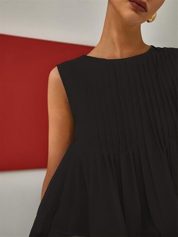 Yimoon Womens Peplum Tops Pleated Ruffle Tank Top Y2K Sleeveless Blouse Summer Flowy Babydoll Shirts in Saudi Arabia