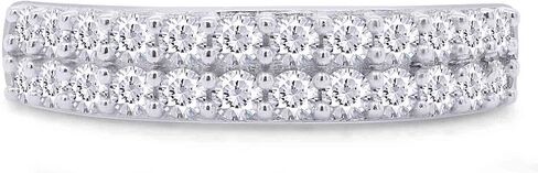 Round Cut White Cubic Zirconia Double Row Half Eternity Women's Engagement Wedding Band Ring in 14k Gold Plated Sterling Silver promise rings for her, Gift Jewelry in Saudi Arabia