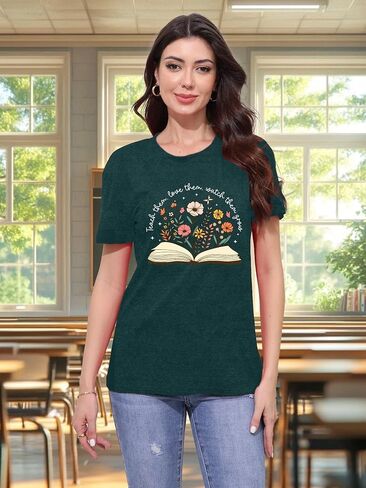 Teach Them Love Them Watch Them Grow T-Shirts Women Teacher Shirts Casual Floral Mama Life Tee in Kuwait