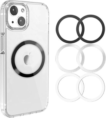 Jeluse 6 Pack Universal Metal Rings متوافقة مع ملصق Magsafe/iPhone/Samsung/Android جميع الهواتف المحمولة ، الحلقة المغناطيسية لحالات الهاتف والشحن اللاسلكي in Kuwait