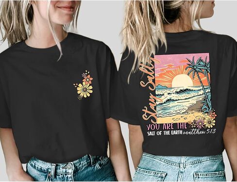 Christian Bible Verse Religious Shirt for Women Faith Inspirational Tshirt Jesus Beach Floral Graphic Tee in Saudi Arabia