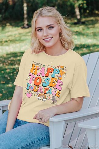 Teacher Shirts for Women Happy to See Your Face Tshirt Funny Back to School Teacher Gift Tee Tops in Saudi Arabia