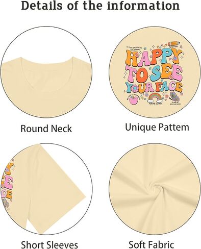 Teacher Shirts for Women Happy to See Your Face Tshirt Funny Back to School Teacher Gift Tee Tops in Saudi Arabia