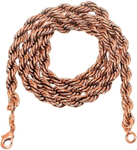 Heavy Copper Rope Chain Necklace for Men & Women Thick Twisted Vintage Chain, Solid Copper with Antique Finish, 16 to 30 Inch Length in Saudi Arabia