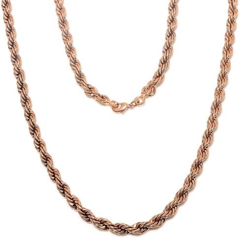 Heavy Copper Rope Chain Necklace for Men & Women Thick Twisted Vintage Chain, Solid Copper with Antique Finish, 16 to 30 Inch Length in Saudi Arabia