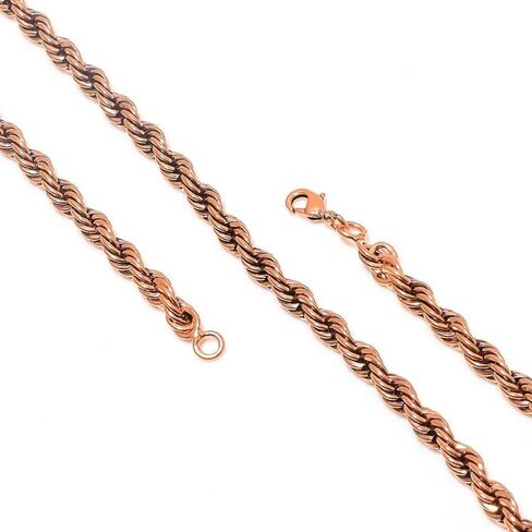 Heavy Copper Rope Chain Necklace for Men & Women Thick Twisted Vintage Chain, Solid Copper with Antique Finish, 16 to 30 Inch Length in Saudi Arabia