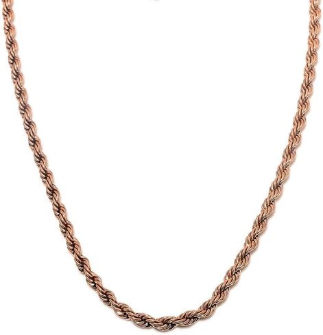 Heavy Copper Rope Chain Necklace for Men & Women Thick Twisted Vintage Chain, Solid Copper with Antique Finish, 16 to 30 Inch Length in Saudi Arabia