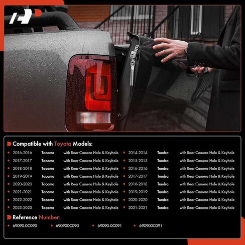 A-Premium Tailgate Liftgate Latch Handle - Compatible with Toyota Tundra 2014-2021, Tacoma 2016-2023 - Textured Black Handle w/Rear Camera Hole in Saudi Arabia