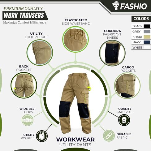 Men's Heavy Duty Tactical Work Pants with Cordura Knee Reinforcement and Multi-Pocket Combat Cargo Utility Work Trousers in Saudi Arabia