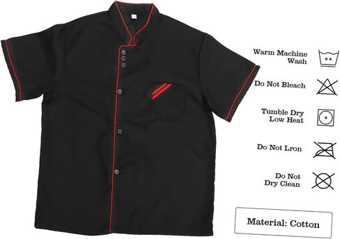 Unisex Short Sleeve Chef Coat Jacket, Short Sleeve Chef Coat Shirt for Women Men M (Black) in Saudi Arabia