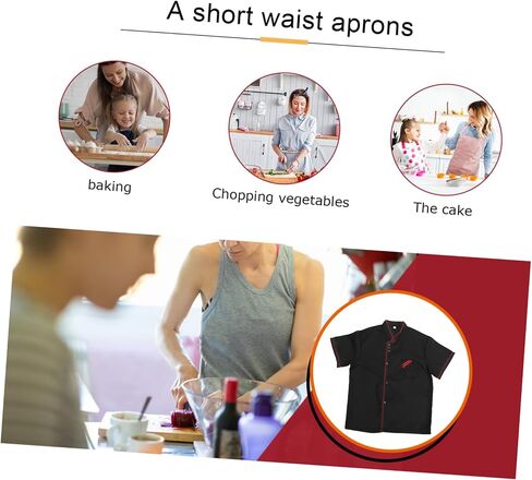 Unisex Short Sleeve Chef Coat Jacket, Short Sleeve Chef Coat Shirt for Women Men M (Black) in Saudi Arabia