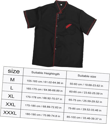 Unisex Short Sleeve Chef Coat Jacket, Short Sleeve Chef Coat Shirt for Women Men M (Black) in Saudi Arabia