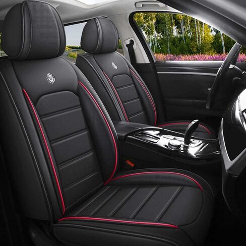 غطاء مقعد جلدي لـ Land Rover Range Rover Evoque 2012-2024 ، يغطي مقعد الملحقات الداخلية وسادة وسادة وسادة الوسائد المتوافقة (Black & Red ، 2pcs) in Kuwait
