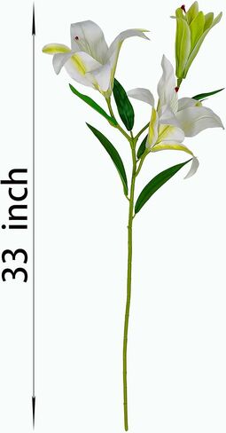 Artificial Lily Flowers,4 Pcs Faux Lily Flowers,32.5 Inch Long Stem Tiger Lily Branch with 2 Full Blooms and 1 Bud, Latex Real Touch Lilium Flower for Wedding Bouquet (4, Pink) in Kuwait