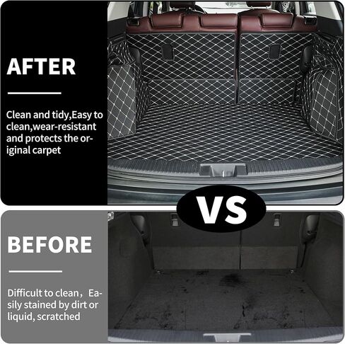 Cargo Liner & Backrest Mat Fit for 2017-2024 Nissan Armada / 11-13 Infiniti QX56 / 2014-2024 QX80 (2nd & 3rd Rows) : All Weather Pu Leather Trunk Mat Protector Waterproof Cargo Liner in Saudi Arabia