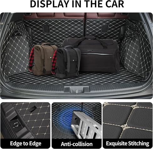 Cargo Liner & Backrest Mat Fit for 2017-2024 Nissan Armada / 11-13 Infiniti QX56 / 2014-2024 QX80 (2nd & 3rd Rows) : All Weather Pu Leather Trunk Mat Protector Waterproof Cargo Liner in Saudi Arabia